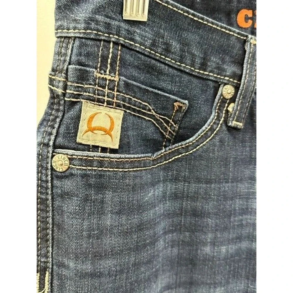 Cinch Ian Slim Fit Dark Wash Bootcut Jeans Size 30x34 Western Embroidered Cowboy